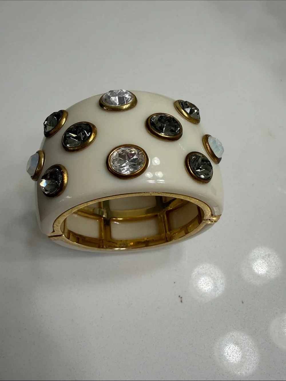 Off White Bangle with Crystal Accents